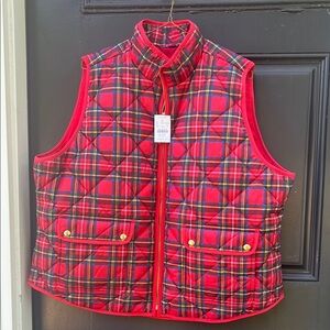 J. Crew Vibrant Plaid Quilted Vest
